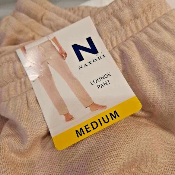 Natori Women's Heather Latte Lounge Pants Beige Drawstring Pockets Sweats M New - Picture 1 of 8